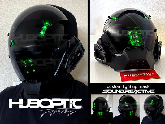 Sound reactive LED talking Robot DJ mask - HUBOPTIC custom light up helmet cosplay rave streamer live gig youtuber props cyberpunk - cyborg00002