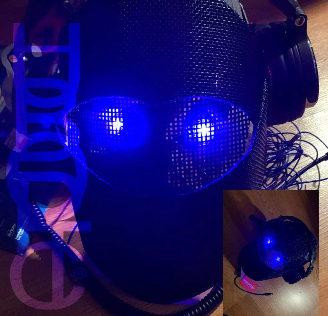 Custom DJ Mask HUBOPTIC® Distortion Streamer Sound Reactive FX Gigs Props Stage Mask  ledmask30001