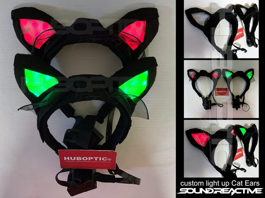Pair of Cat ears - Duo kitty cosplayer neko Sound Reactive live streamer youtuber rave tik tok Costume HUBOPTIC® Customization duocat0001