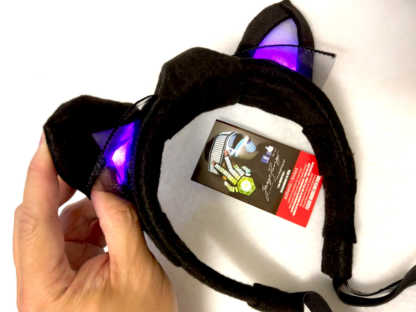 Cosplayer Kitty Cat Ears - Youtuber Neko Cat Rave Costume Light Up Ears Sound Reactive HUBOPTIC® Gear Customization ledgears110025