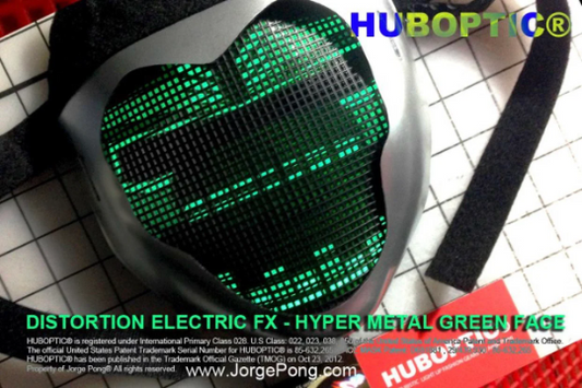 Hyper Metal Green Face Robot Mask HUBOPTIC® DJ mask Sound Reactive Light Up Mask ledmask14001