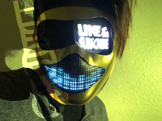 Gold Robot Custom Logo Mask HUBOPTIC® DJ mask Sound Reactive Light Up Mask ledmask8001