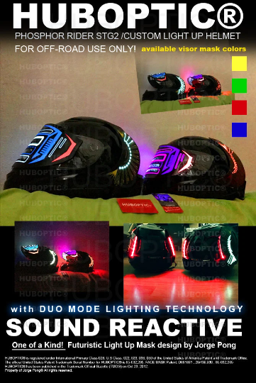 Phosphor Stg2 Robot Helmet HUBOPTIC® LED Helmet Sound Reactive illuminated Helmet ledhelmet8001