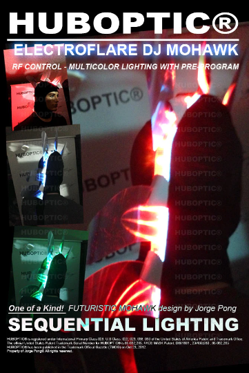 DJ Light Up Mohawk Sound Reactive HUBOPTIC® LED Mohawk Cyberpunk Gear Customization ledgears30001