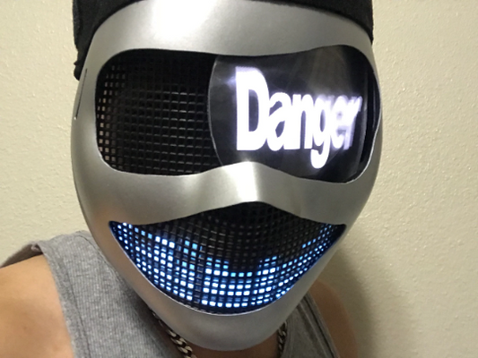 Gamer Custom Logo Mask HUBOPTIC® DJ mask Sound Reactive Light Up Mask ledmask2001