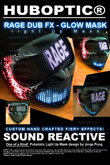RAGE Robot Mask HUBOPTIC® DJ mask Sound Reactive Light Up Mask ledmask12001