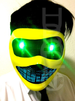Green Eyes Robot Mask HUBOPTIC® DJ mask Sound Reactive Light Up Mask ledmask7001
