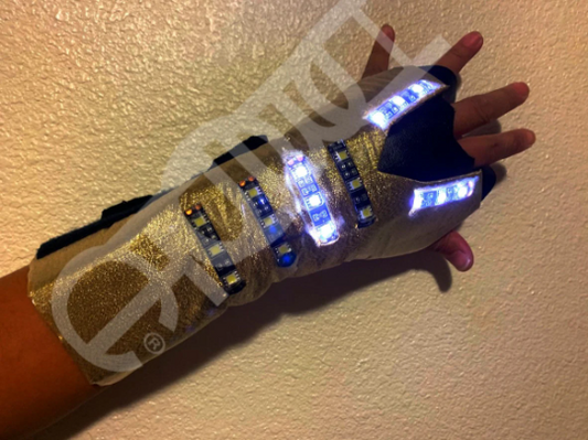 Cosplay Sleeves Gold Wrist Robot Hand Gloves Costume Sound Reactive HUBOPTIC® Gear Customization ledgears130001