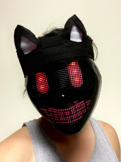 Black Cat Mask HUBOPTIC® Neko DJ mask Sound Reactive Light Up Mask JP0001
