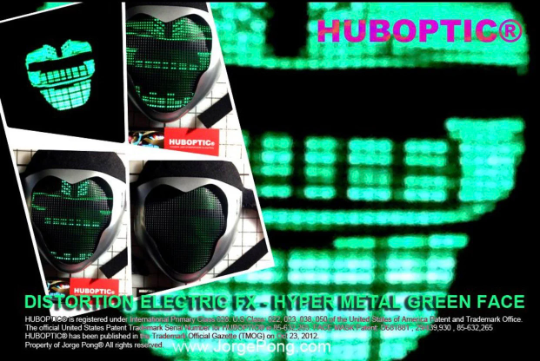 Hyper Metal Green Face Robot Mask HUBOPTIC® DJ mask Sound Reactive Light Up Mask ledmask14001