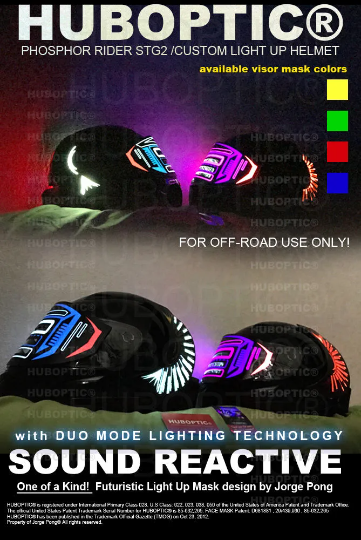 Phosphor Stg2 Robot Helmet HUBOPTIC® LED Helmet Sound Reactive illuminated Helmet ledhelmet8001