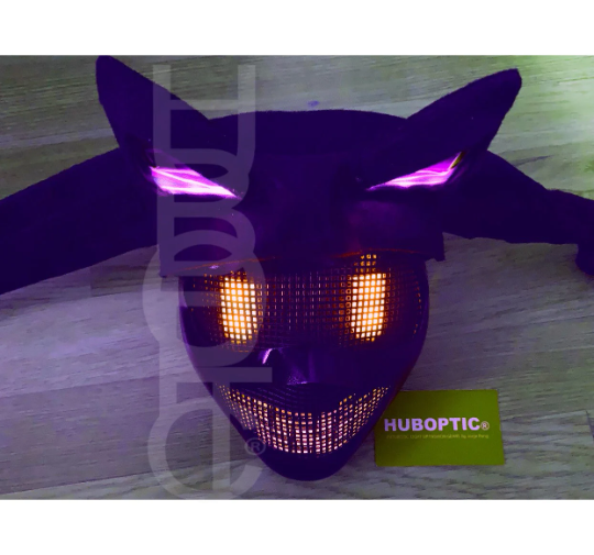 Black Cat Mask HUBOPTIC® Neko DJ mask Sound Reactive Light Up Mask JP0001