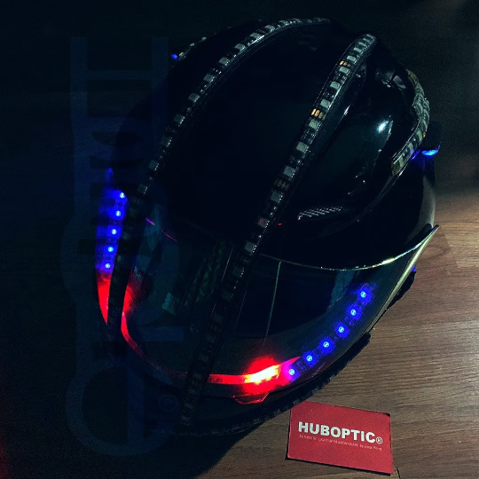 Light Up Cyborg Helmet HUBOPTIC® Helmet Sound Reactive illuminated Helmet ledhelmet4001