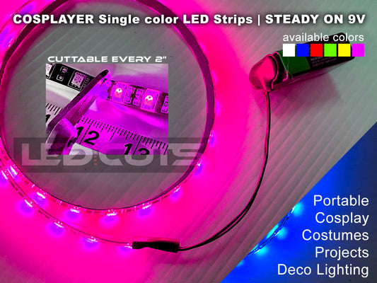 Cosplay LED Portable light Steady On 9V light strips cosplayer light up costume gigs lighting