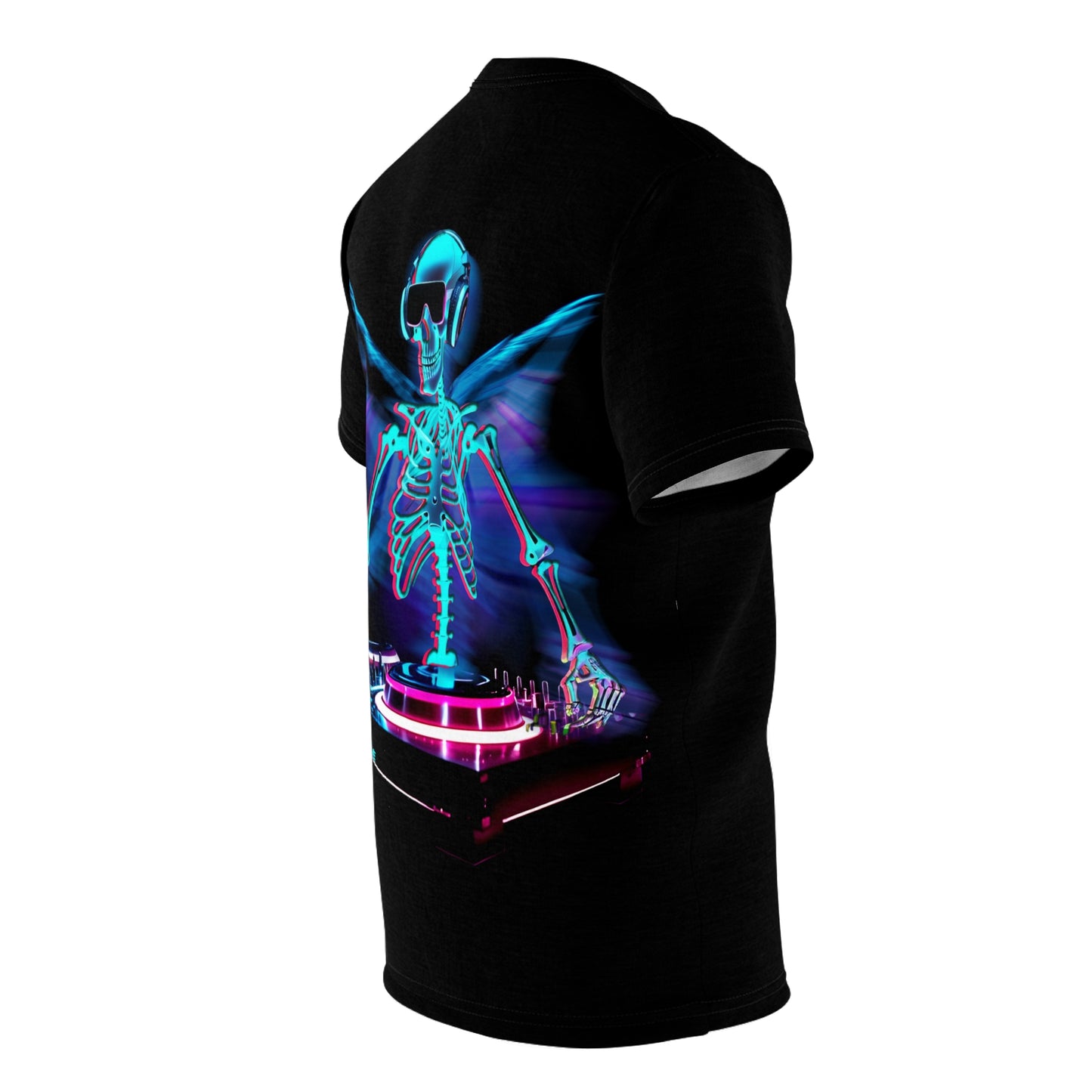 HUBOPTIC® Neon Skeleton DJ Sound Reactive Streetwear Rave T-shirt Graphic Tees V2501