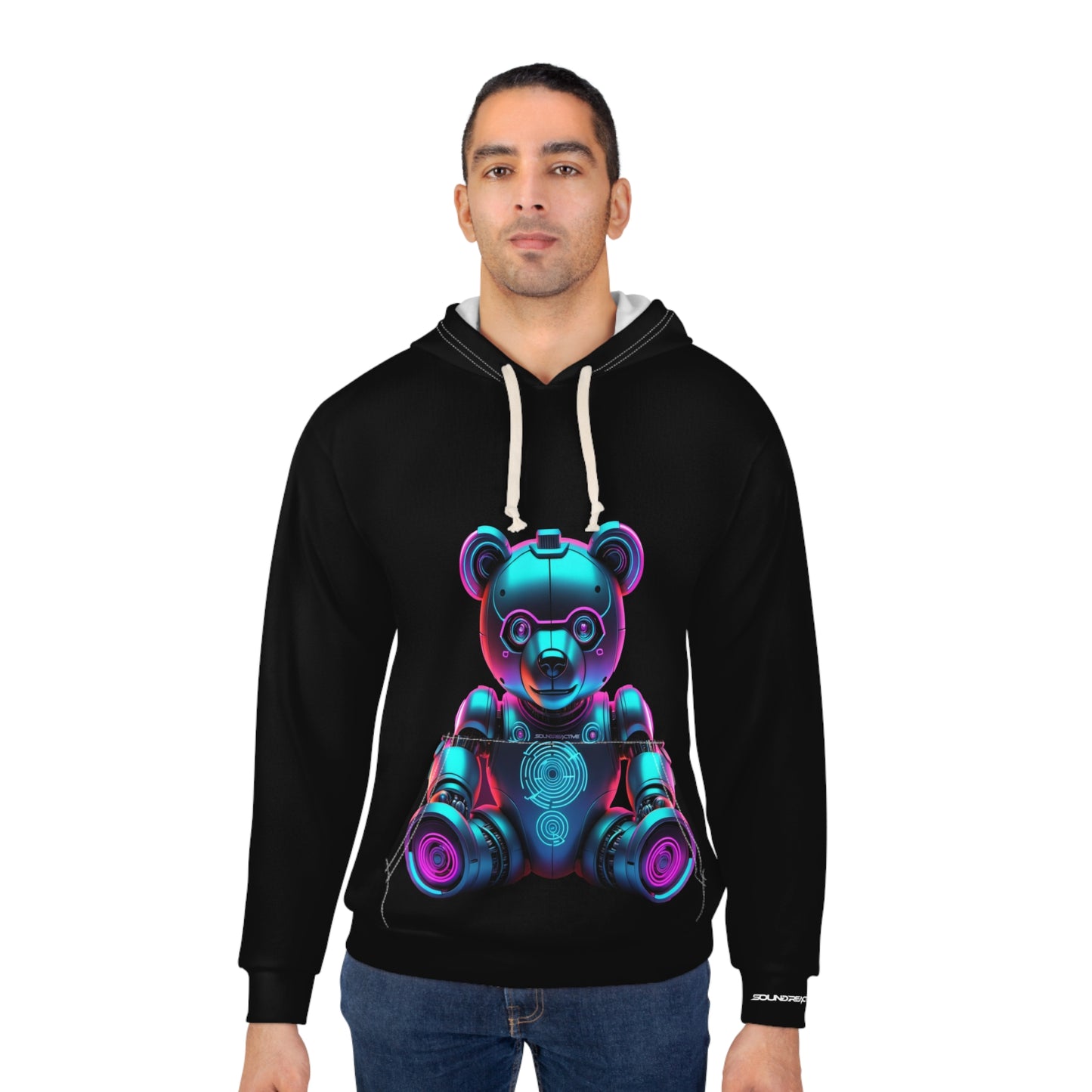 HUBOPTIC® Original Neon Bear Sound Reactive Hoodie Unisex Heavy Blend Fleece