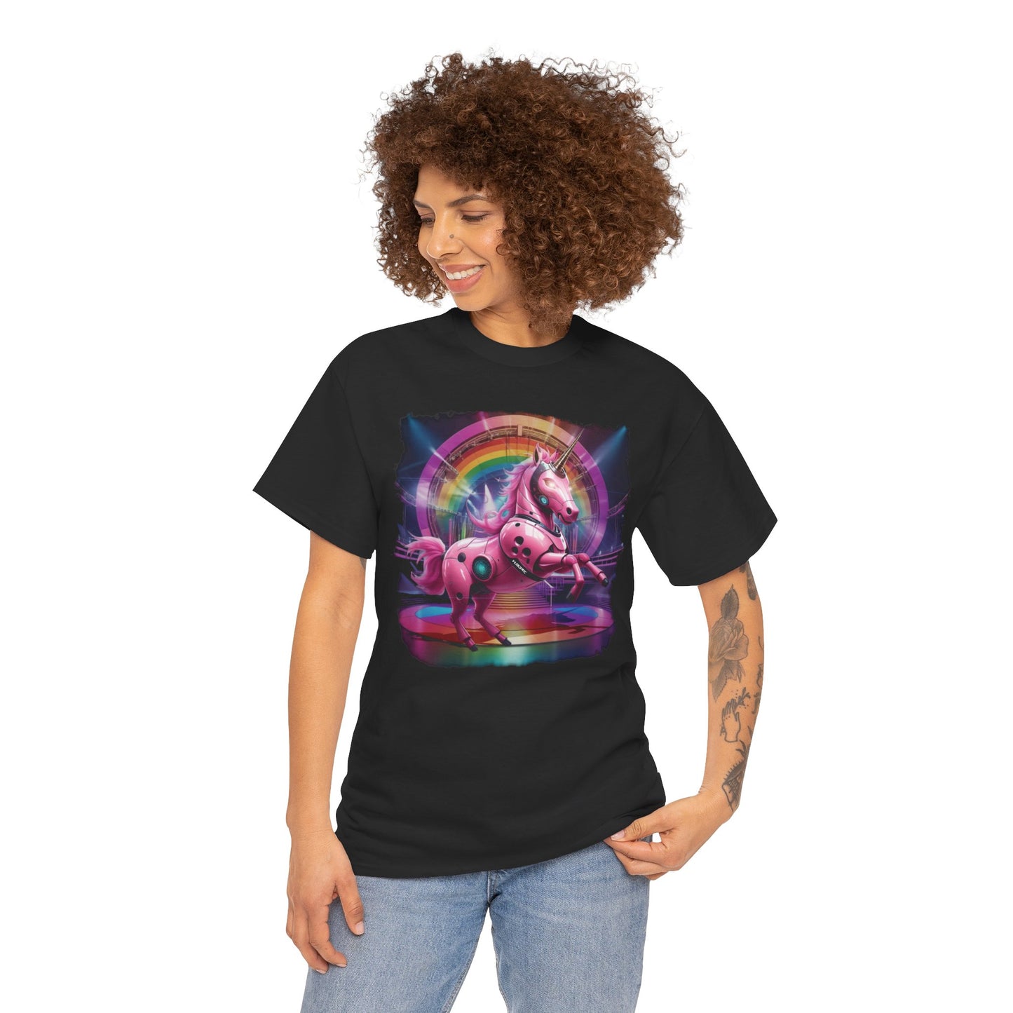 HUBOPTIC® Unicorn Rave Fantasy Streetwear T-shirt Graphic Tees Unisex Heavy Cotton Tee