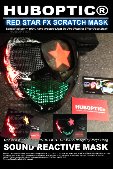 Cyborg Red Star LED Mask HUBOPTIC® DJ mask Sound Reactive Light Up Mask ledmask27001