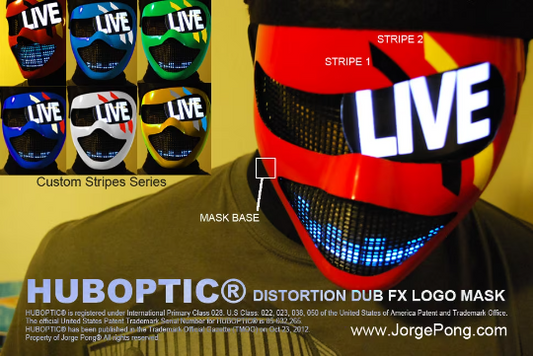 Custom Stripes Logo Robot Mask HUBOPTIC® DJ mask Sound Reactive Light Up Mask ledmask10001