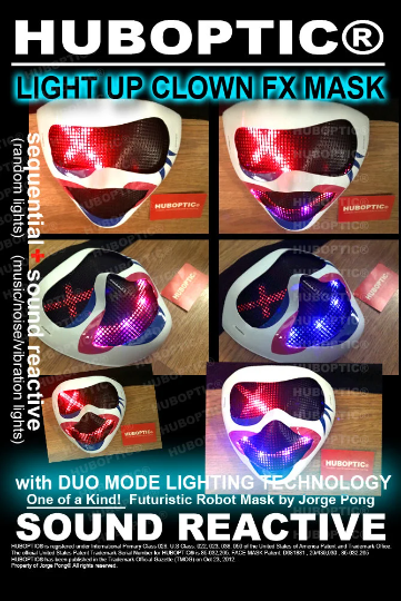 Cyborg Clown FX LED Mask HUBOPTIC® DJ mask Sound Reactive Light Up Mask ledmask25001