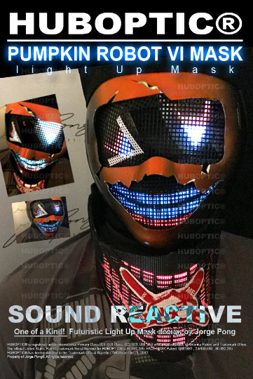 Cyborg Pumpkin clown LED Mask HUBOPTIC® DJ mask Sound Reactive Light Up Mask ledmask24001